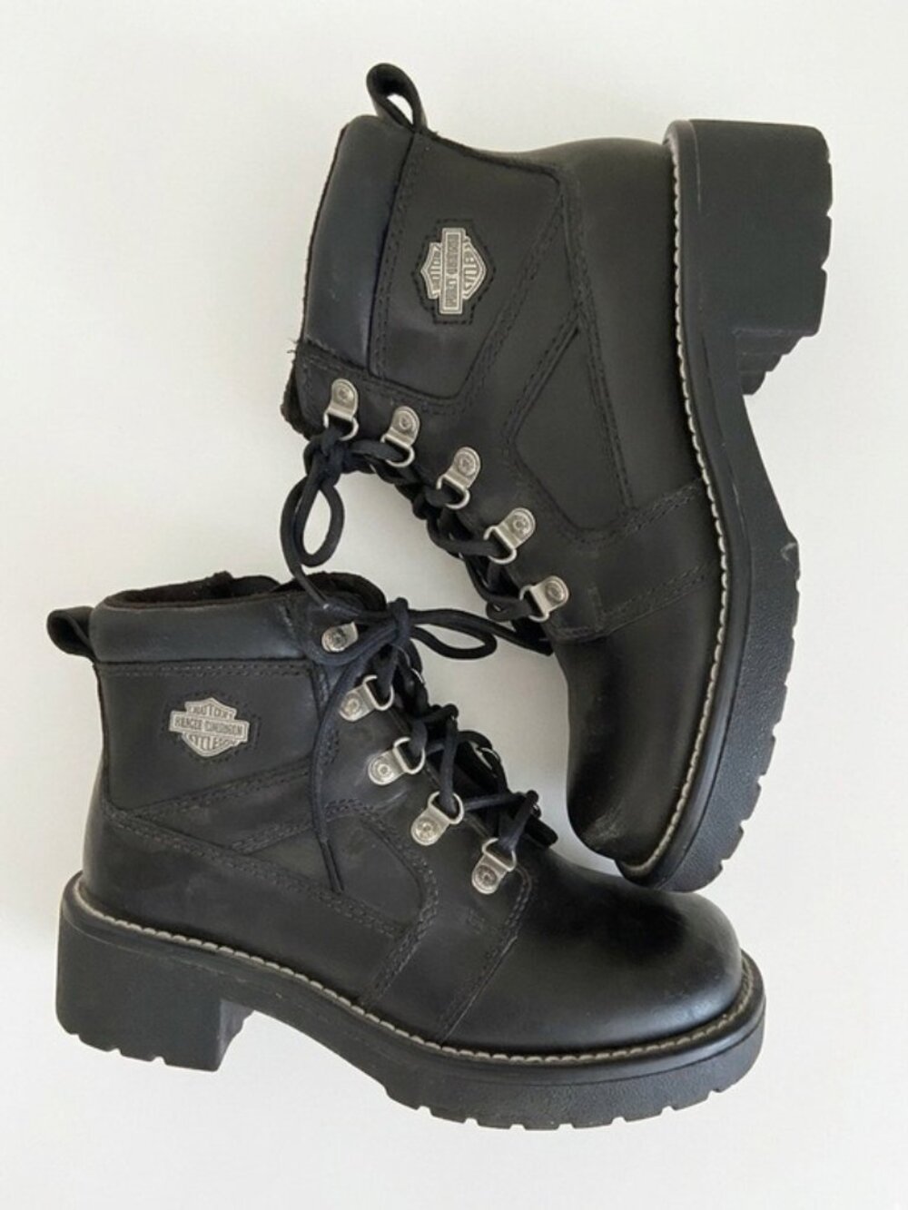 Harley-Davidson Women’s Black Leather Motorcycle Ankle Boots – Size 6
